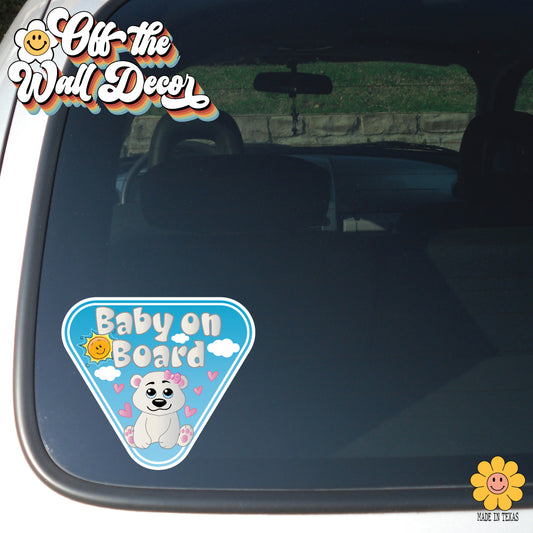 Polar Bear Girl | Baby on Board | Suction Cup Sign, Magnet OR Vinyl Decal Sticker