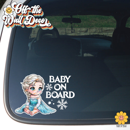 Little Princess Elsa | Baby on Board | Vinyl Decal Sticker