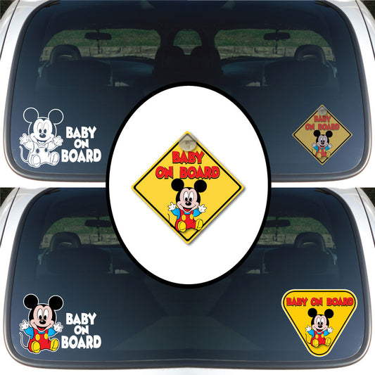 Baby on Board | Baby Mickey | Suction Cup Sign, Magnet OR Vinyl Decal Sticker