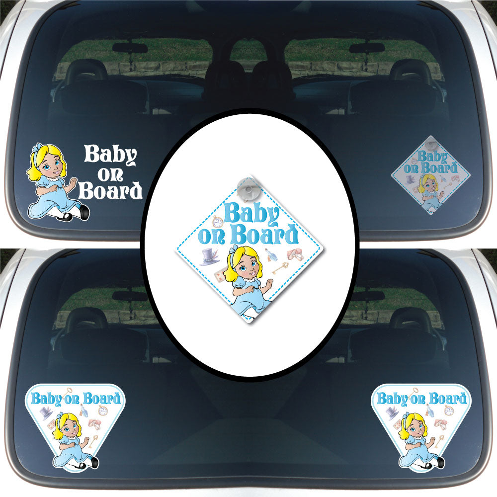 Little Alice in Wonderland | Baby on Board | Suction Cup Sign, Magnet OR Vinyl Decal Sticker