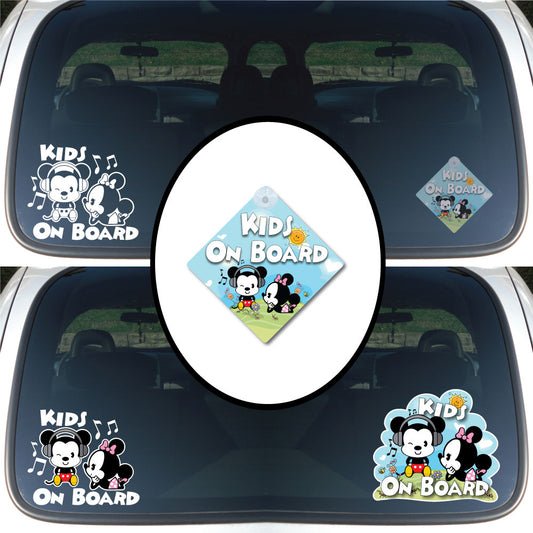 Mickey & Minnie Cuties | Kids on Board | Suction Cup Sign, Magnet OR Vinyl Decal Sticker