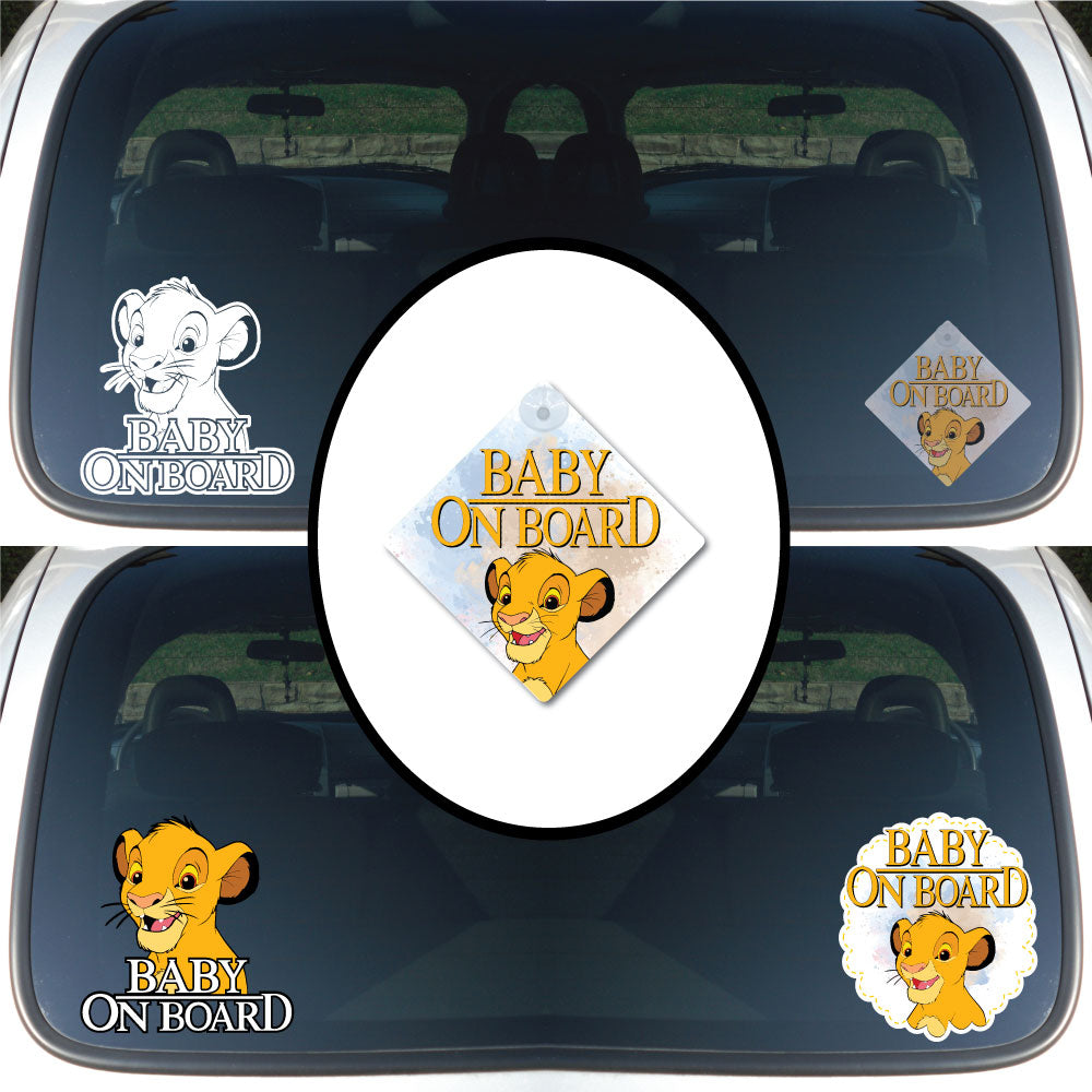 Simba | Baby on Board | Suction Cup Sign, Magnet OR Vinyl Decal Sticker