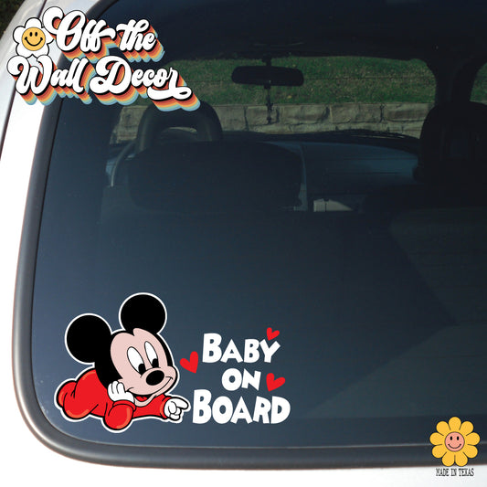 Baby Mickey | Baby on Board | Suction Cup Sign, Magnet OR Vinyl Decal Sticker