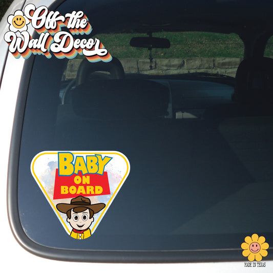Woody Toy | Baby on Board | Suction Cup Sign, Magnet OR Vinyl Decal Sticker