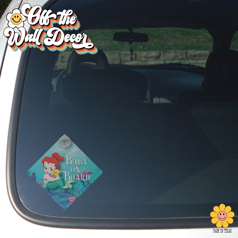 Little Mermaid Ariel | Baby on Board | Suction Cup Sign, Magnet OR Vinyl Decal Sticker