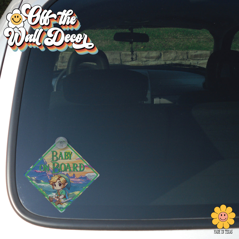Link | Baby on Board | Suction Cup Sign, Magnet OR Vinyl Decal Sticker