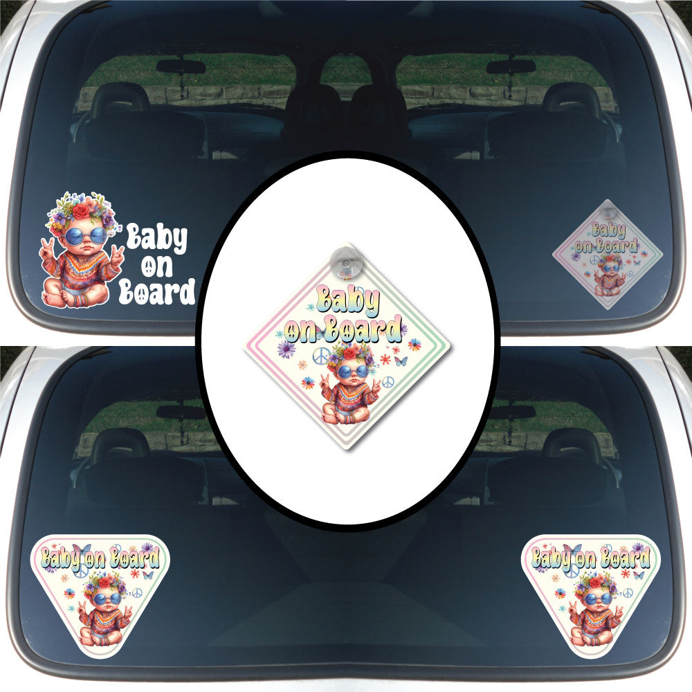 Groovy Hippie Baby | Baby on Board | Suction Cup Sign, Magnet OR Vinyl Decal Sticker