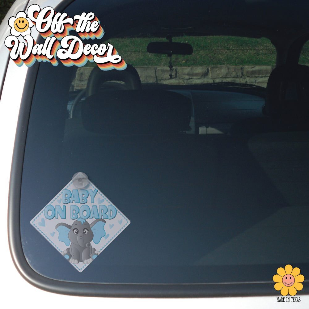 Baby Boy Elephant | Baby on Board | Suction Cup Sign, Magnet OR Vinyl Decal Sticker