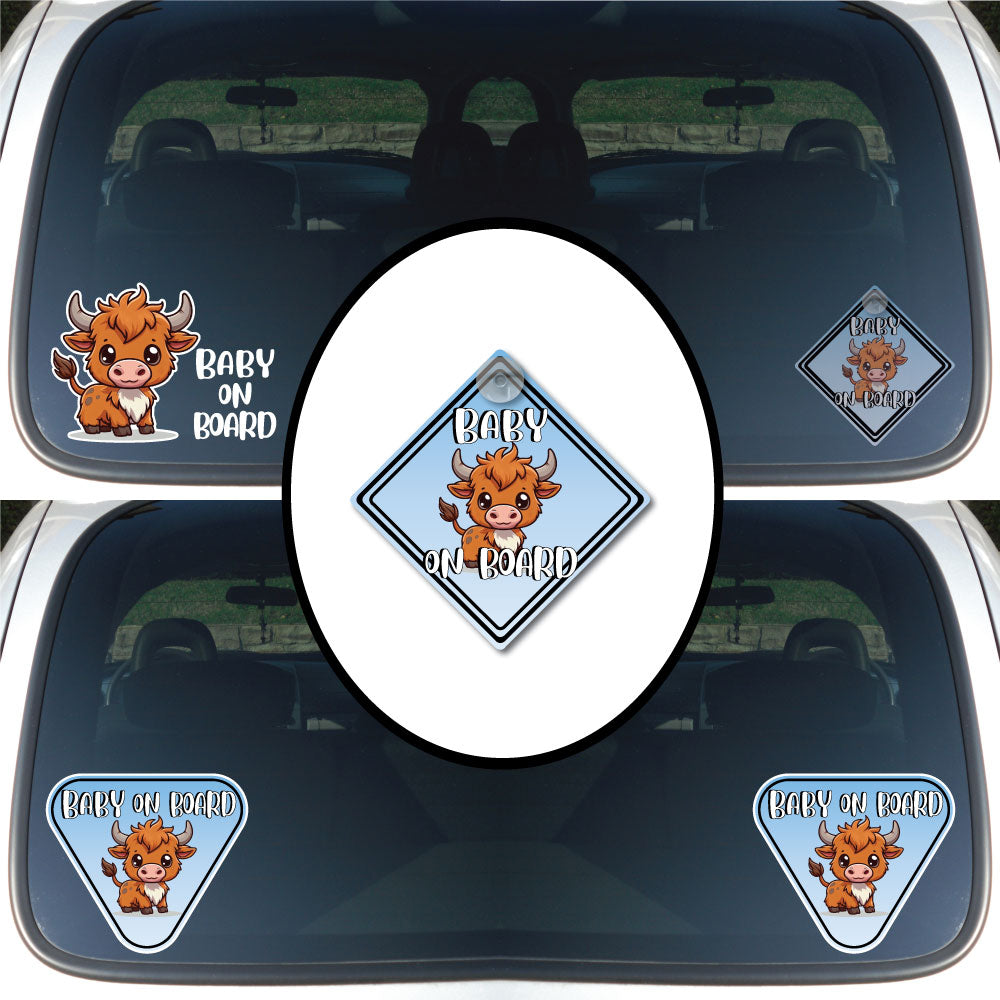 Baby Highland Cow | Baby on Board | Suction Cup Sign, Magnet OR Vinyl Decal Sticker