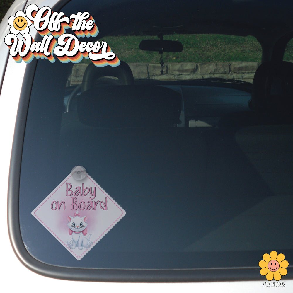Marie Kitty | Baby on Board | Suction Cup Sign, Magnet OR Vinyl Decal Sticker