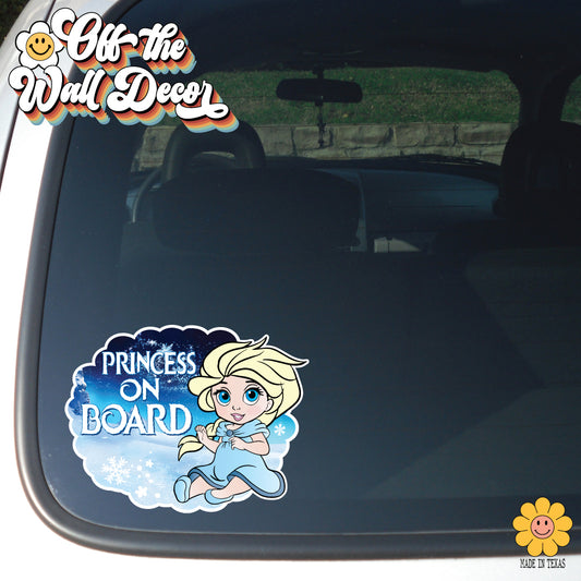 Little Princess Elsa | Baby on Board | Suction Cup Sign, Magnet OR Vinyl Decal Sticker
