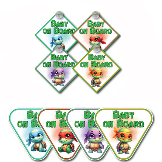 Turtle Characters | Baby on Board | Magnet OR Vinyl Decal Sticker