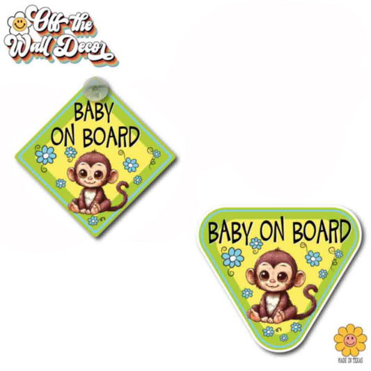 Monkey Baby Boy | Baby on Board | Suction Cup Sign, Magnet OR Vinyl Decal Sticker