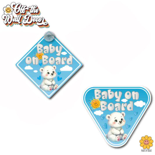 Polar Bear Boy | Baby on Board | Suction Cup Sign, Magnet OR Vinyl Decal Sticker