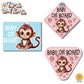 Baby Girl Monkey | Baby on Board | Suction Cup Sign, Magnet OR Vinyl Decal Sticker