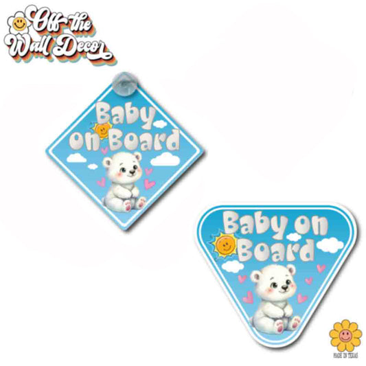 Polar Bear Girl | Baby on Board | Suction Cup Sign, Magnet OR Vinyl Decal Sticker