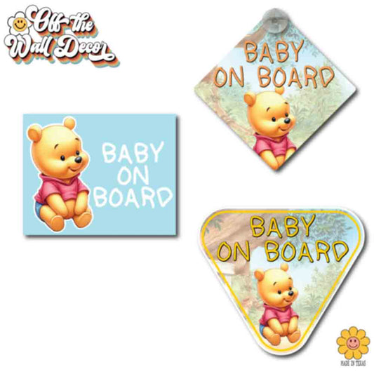 Baby Pooh Bear | Baby on Board | Suction Cup Sign, Magnet OR Vinyl Decal Sticker