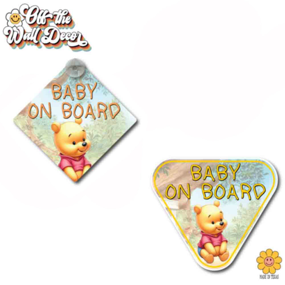 Baby Pooh Bear | Baby on Board | Suction Cup Sign, Magnet OR Vinyl Decal Sticker