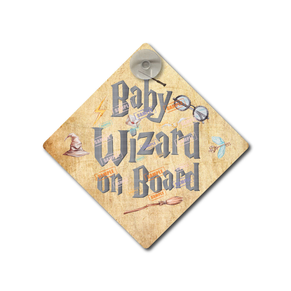 Wizarding Font | Baby Wizard[s] OR Little Wizard[s] / ON BOARD | Baby on Board | Suction Cup Sign