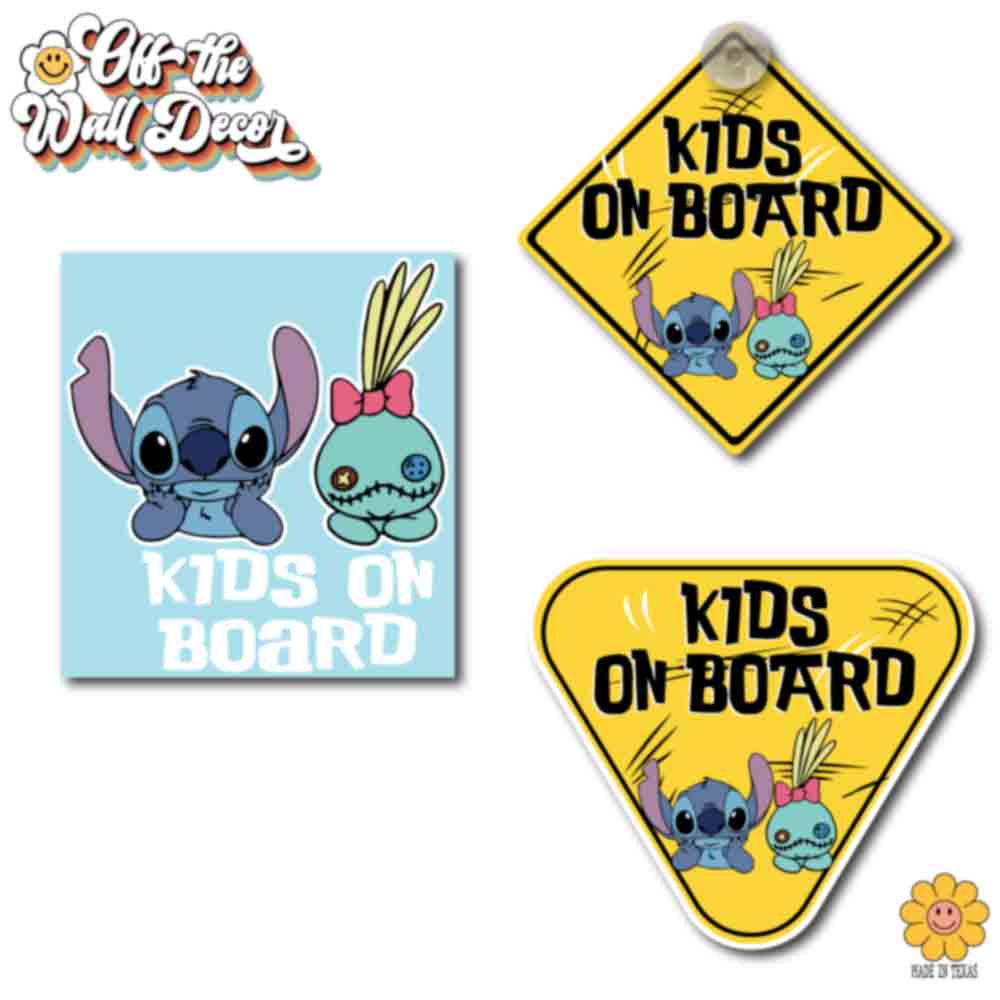 Stitch & Scrump | Kids on Board | Vinyl Decal Sticker
