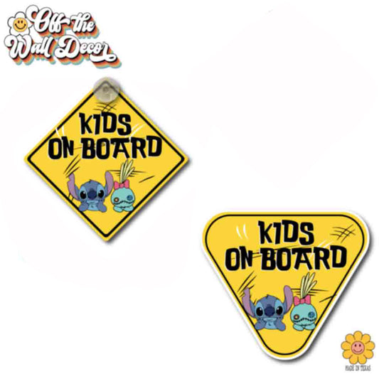 Stitch & Scrump | Kids on Board | Vinyl Decal Sticker
