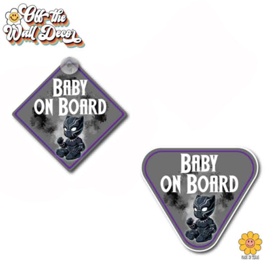 Little Black Panther | Baby on Board | Suction Cup Sign, Magnet OR Vinyl Decal Sticker