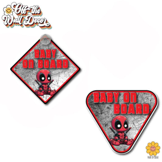 Baby DeadPool | Baby on Board | Suction Cup Sign, Magnet OR Vinyl Decal Sticker