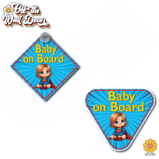 Little Hero Supergirl | Baby on Board | Suction Cup Sign, Magnet OR Vinyl Decal Sticker