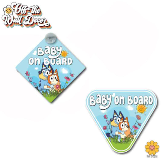 Bluey & Bingo | Baby on Board | Suction Cup Sign, Magnet OR Vinyl Decal Sticker