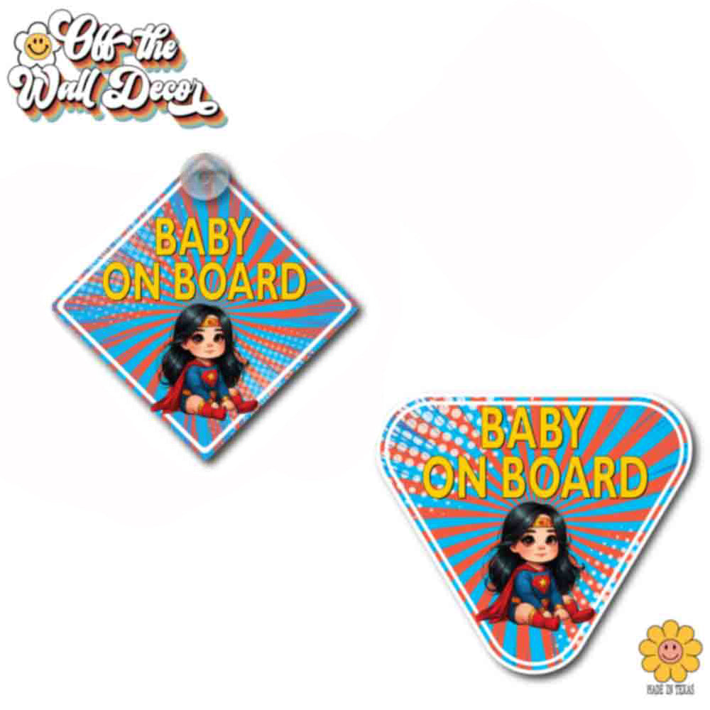 Little Wonder Woman | Baby on Board | Suction Cup Sign, Magnet OR Vinyl Decal Sticker