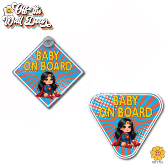 Little Wonder Woman | Baby on Board | Suction Cup Sign, Magnet OR Vinyl Decal Sticker