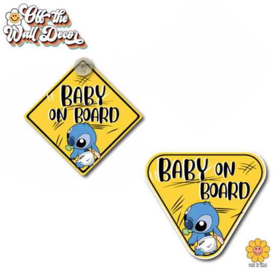 Baby Stitch | Baby on Board | Suction Cup Sign, Magnet OR Vinyl Decal Sticker