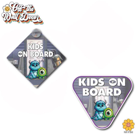 Little Sully & Mike | Kids on Board | Suction Cup Sign, Magnet OR Vinyl Decal Sticker