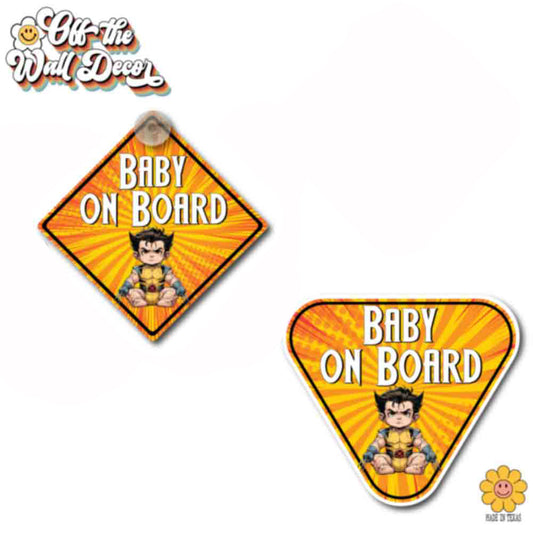 Little Wolverine | Baby on Board | Suction Cup Sign, Magnet OR Vinyl Decal Sticker