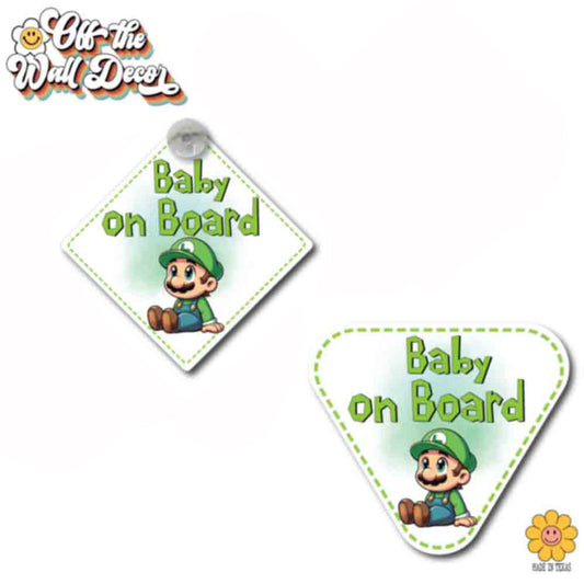 Baby Luigi | Baby on Board | Suction Cup Sign, Magnet OR Vinyl Decal Sticker
