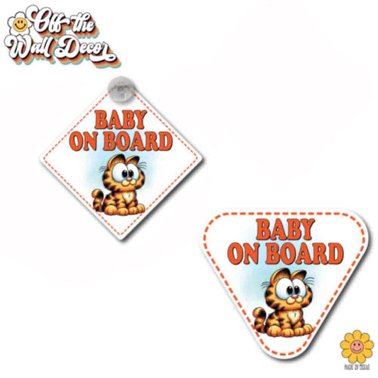 Kitten Garfield | Baby on Board | Suction Cup Sign, Magnet OR Vinyl Decal Sticker