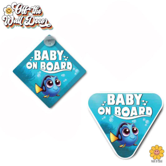 Baby Surgeon Fish Dory | Baby on Board | Suction Cup Sign, Magnet OR Vinyl Decal Sticker