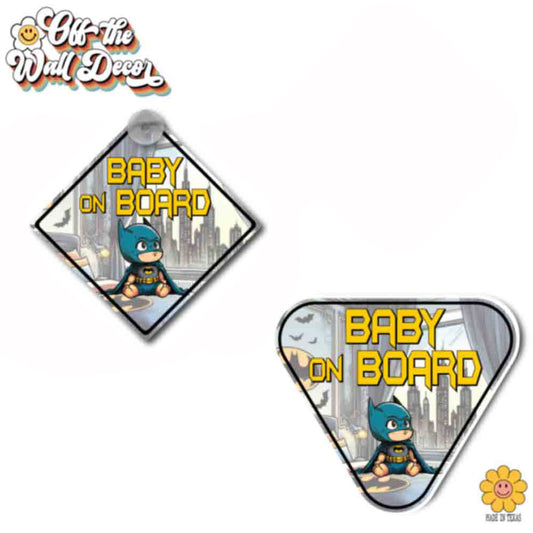 Little Hero Bat Dude | Baby on Board | Suction Cup Sign, Magnet OR Vinyl Decal Sticker