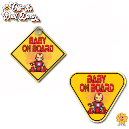 Little Hero Ironman | Baby on Board | Suction Cup Sign, Magnet OR Vinyl Decal Sticker