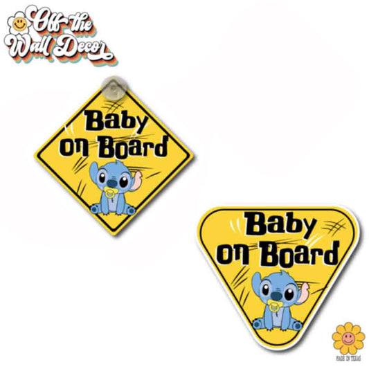 Stitch Baby | Baby on Board | Suction Cup Sign, Magnet OR Vinyl Decal Sticker