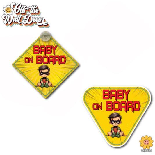 Little Hero Robin | Baby on Board | Suction Cup Sign, Magnet OR Vinyl Decal Sticker