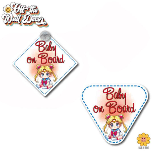 Little Sailor Moon | Baby on Board | Suction Cup Sign, Magnet OR Vinyl Decal Sticker