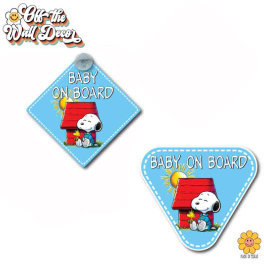 Little Snoopy Pup & Friend | Baby on Board | Suction Cup Sign, Magnet OR Vinyl Decal Sticker