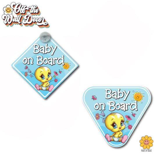 Baby Tweety Bird | Baby on Board | Suction Cup Sign, Magnet OR Vinyl Decal Sticker