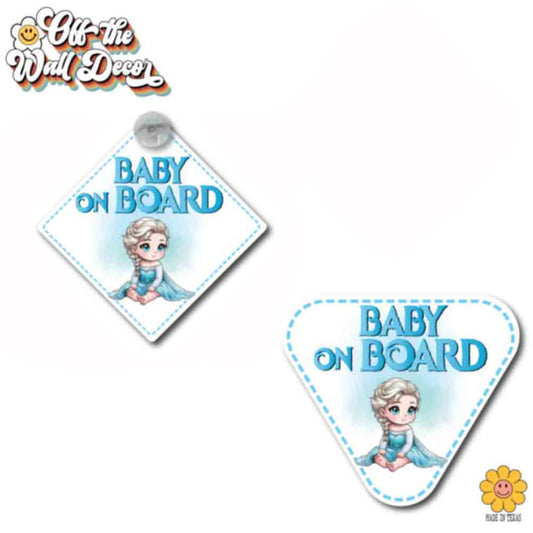 Little Princess Elsa | Baby on Board | Suction Cup Sign, Magnet OR Vinyl Decal Sticker