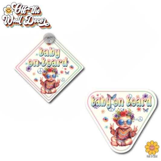 Groovy Hippie Baby | Baby on Board | Suction Cup Sign, Magnet OR Vinyl Decal Sticker