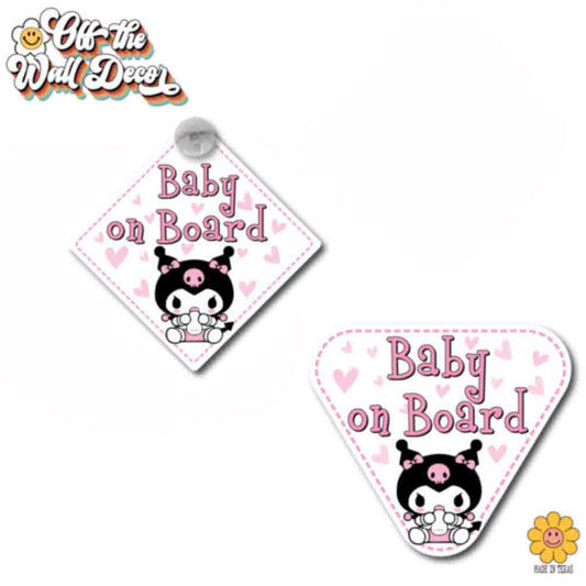 Baby Kuromi | Baby on Board | Suction Cup Sign, Magnet OR Vinyl Decal Sticker