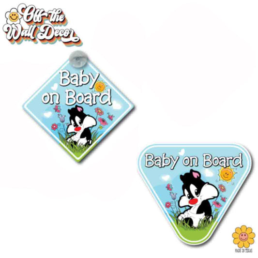 Sylvester Kitty | Baby on Board | Suction Cup Sign, Magnet OR Vinyl Decal Sticker