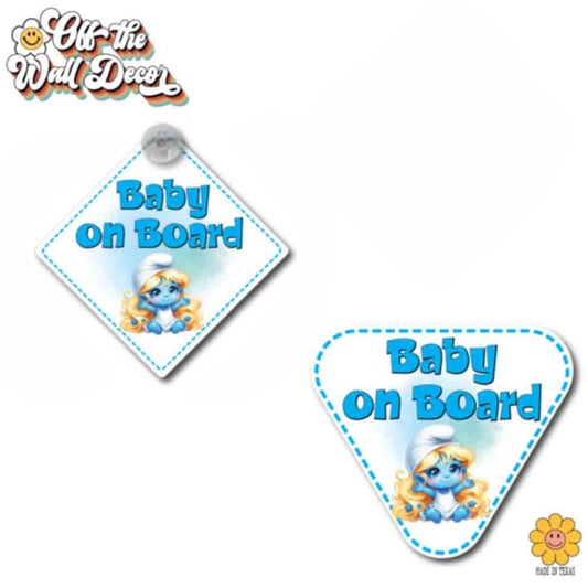 Little Smurfette | Baby on Board | Suction Cup Sign, Magnet OR Vinyl Decal Sticker
