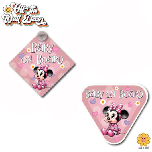 Minnie | Baby on Board | Suction Cup Sign, Magnet OR Vinyl Decal Sticker